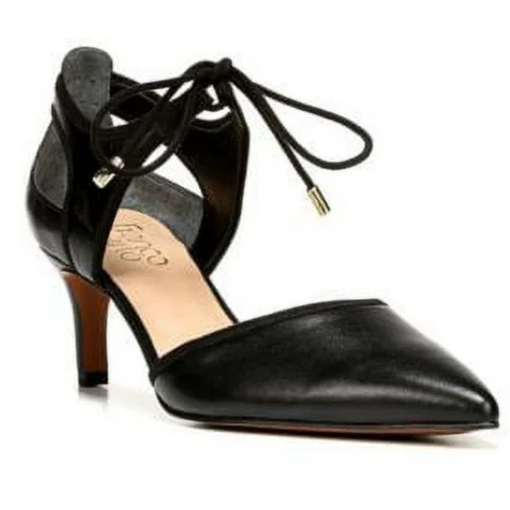 🇪🇸🐠Franco Sarto Darlis Leather Pumps black lace up ankle 5M